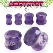 di36 amethyst stone double flared plug faceted cut