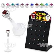 display w 24 bio flex labrets w 3mm jewel ball tops