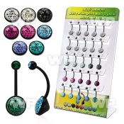 display w black bio flex belly bananas w ferido crystals