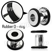 dm5 surgical steel screw fit flesh tunnel black o ring ear lobe piercing