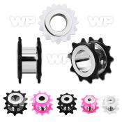 dm5a surgical steel screw fit flesh tunnel fancy sun shaped ear lobe piercing