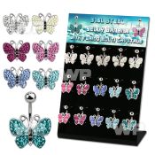 dmix15b display w steel belly bananas w multi crystal butterfly