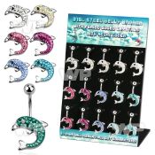 dmix16b display w steel belly bananas w multi crystal dolphins