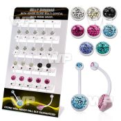 dmix18 display w bio flex belly bananas w ferido glued crystals