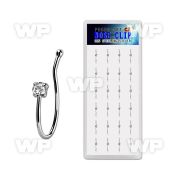 dncl11c box w 24 silver fake nose clips with 2mm clear cz