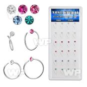 dnrm14 box w silver nose spirals w 2mm mixed crystals tops