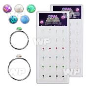 dnsm156 box w silver seamless nose hoop 2mm synthetic opal top