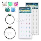 dnsm160 box w silver nose ring w prong set 2.5mm synthetic opals