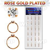 dnsm178 box 24 rose gold plated silver nose ring w 2.5mm cz top 