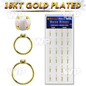 dnsm180 box 24 18k gold plated silver nose rings w 2mm opal top 