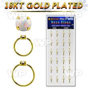 dnsm181 box 18k gold plated silver nose rings w 2.5mm opal top 