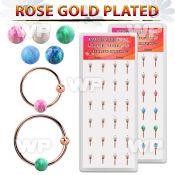 dnsm192 box w rose gold silver nose hoops w ball 3mm opal ball
