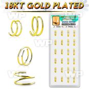 dnsm229 box w 24 pcs. gold plated silver spiral nose ring 22g
