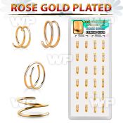 dnsm230 box w 24 rose gold plated silver spiral nose ring 22g