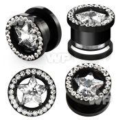 dr3g6 black ion plated surgical steel screw fit flesh tunnel ear lobe piercing