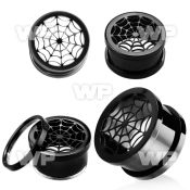 dr3mo black ion plated surgical steel screw fit flesh tunnel ear lobe piercing