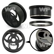 dr3x7 black ion plated steel screw fit flesh tunnel laser cut ear lobe piercing