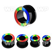dr74 black acrylic screw fit flesh tunnel rainbow color pictur ear lobe piercing