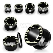 dr77 black acrylic screw fit flesh tunnel black white zebra ear lobe piercing