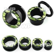 dr78 black acrylic screw fit flesh tunnel camouflage pattern ear lobe piercing