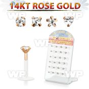 drbimc board w bio flex labret w push in 14k rose gold top w cz