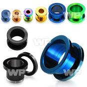 drmi ion plated surgical steel screw fit flesh tunnel plug ear lobe piercing