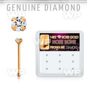 drnb15 box w 9 14kt rose gold nose bones w 1.5mm real diamonds