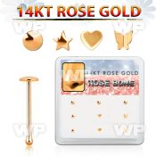 drnb9 box w 9 14kt rose gold nose bones w assorted tops