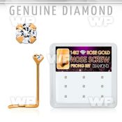 drsc15 box w 9 14kt rose gold nose screws w genuine diamonds