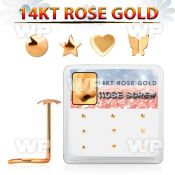 drsc4 box w 14k rose gold nose screw star heart butterfly top
