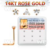 drsc9 box 14kt rose gold nose screws w cz stone in mix shape