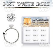 dw14nh5 box w 14kt white gold nose hoop w a 2mm clear cz stone