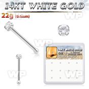 dwnb22 box w 14kt white gold nose bones w 1.2mm clear round cz 