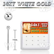 dwys5 box w 14kt white gold bend it nose studs w 1.5mm balls