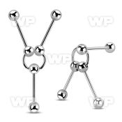 ear scaffolding w 3  steel barbells & ball closure ring.