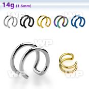 w6d surgical steel clip on fake helix clip indouble ring desi belly piercing