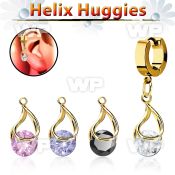 ehgz416 gold stainless steel helix huggie w dangling snap fit cz