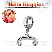 ehh516 helix huggie w a dangling french mustache design
