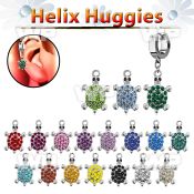 ehh574 helix huggie w a turtle with crystal studded shell