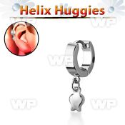ehh767 high polished stainless steel huggie w a dangling tulip 