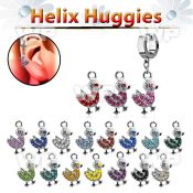 ehhdk2 helix huggie w a dangling crystal duck