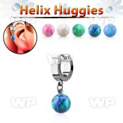 ehhop helix huggie w a dangling synthetic opal ball