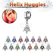 ehhtu1 helix huggie w a dangling crystal tulip flower design