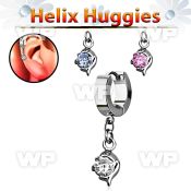 ehhz10 helix huggie w a dangling small dolphin design w cz