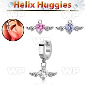 ehhz367 helix huggie w a dangling heart shaped cz w wings