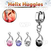 ehhz416 stainless steel helix huggie w dangling snap fit cz