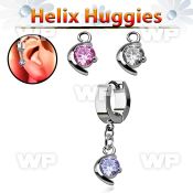 ehhz8 helix huggie w a dangling moon with a round cz stone