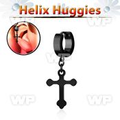 ehkcro black stainless steel helix huggie dangling steel cross