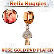ehr764 rose gold stainless steel helix huggie crystal mushroom 
