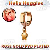 ehr767 rose gold steel helix huggie earring w a dangling tulip